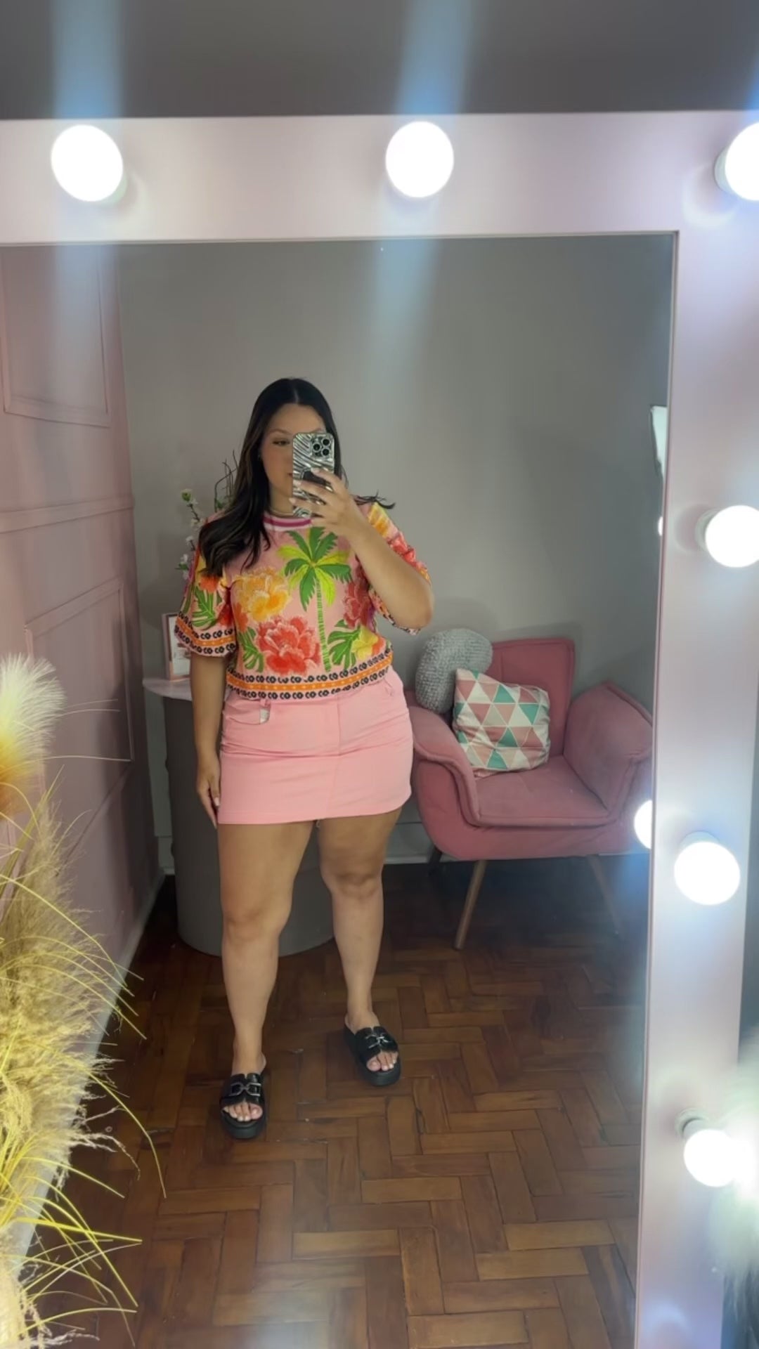 Saia Jeans Rosa